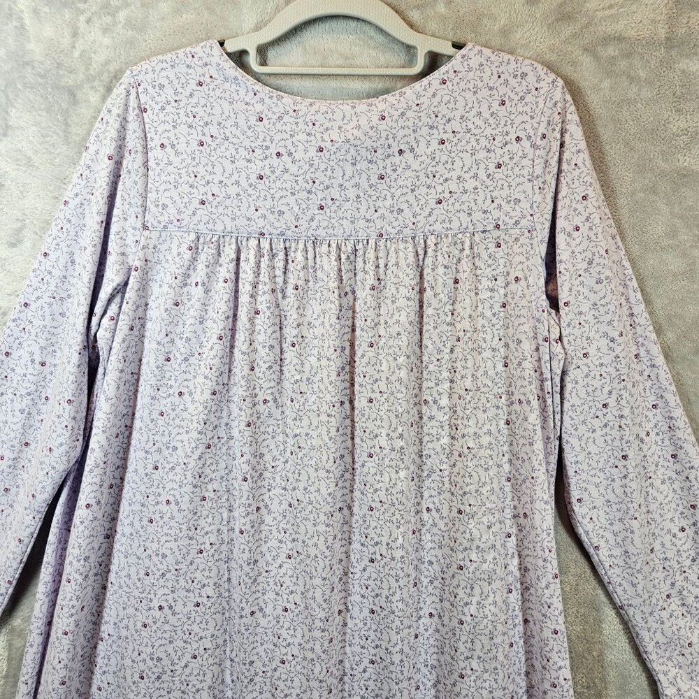 Croft & Barrow granny Nightgown Womens M  Lace Floral gather button jersey retro - Picture 9 of 13